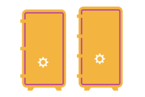 Graphic of two yellow money safes