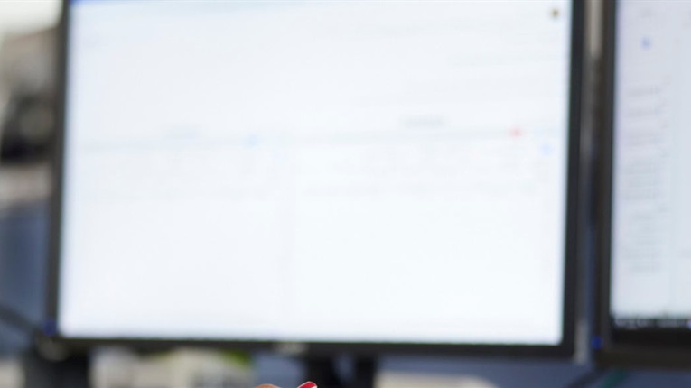 Computer screens in an office
